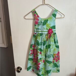 Bonnie Jean Green and Pink Floral Kids Dress